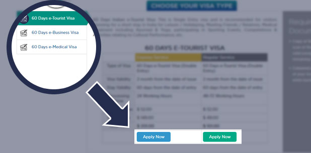 Select the type and apply now